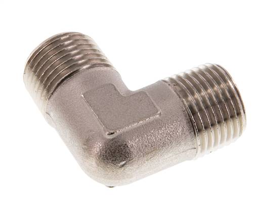 R 1/2'' Macho Latón Niquelado Codo de 90 grados 16 Bar