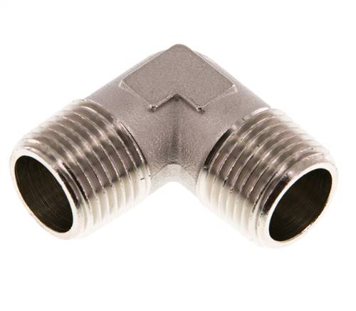 R 1/2'' Macho Latón Niquelado Codo de 90 grados 16 Bar