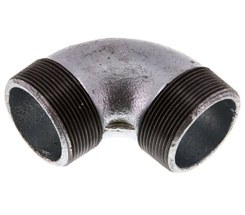 R 2'' Macho Hierro fundido zincado Codo de 90 grados 25 Bar