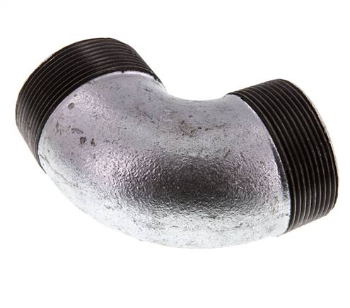 R 2'' Macho Hierro fundido zincado Codo de 90 grados 25 Bar
