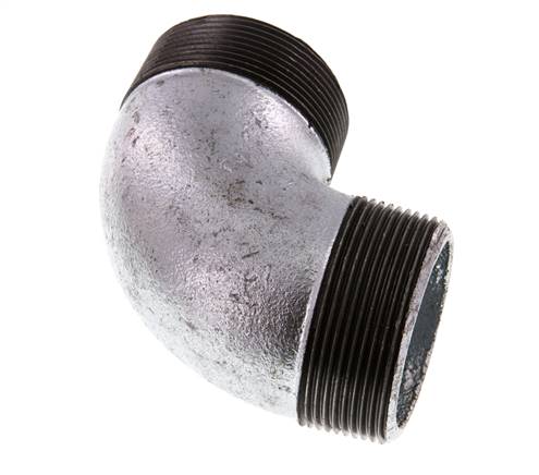 R 2'' Macho Hierro fundido zincado Codo de 90 grados 25 Bar