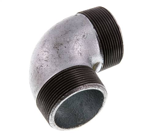 R 2'' Macho Hierro fundido zincado Codo de 90 grados 25 Bar