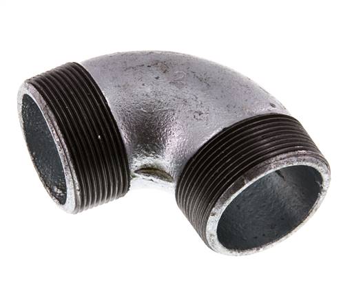 R 2'' Macho Hierro fundido zincado Codo de 90 grados 25 Bar
