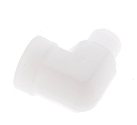 Racor acodado 90deg G1/8'' Macho x Hembra Polipropileno (pp) 10bar (140.5psi) FDA