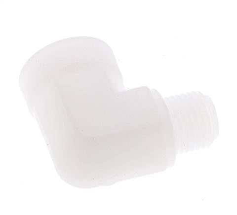 Racor acodado 90deg G1/8'' Macho x Hembra Polipropileno (pp) 10bar (140.5psi) FDA