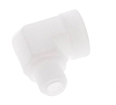 Racor acodado 90deg G1/8'' Macho x Hembra Polipropileno (pp) 10bar (140.5psi) FDA