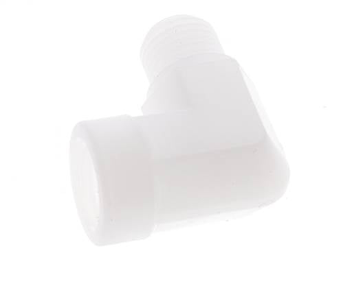 Racor acodado 90deg G1/4'' Macho x Hembra Polipropileno (pp) 10bar (140.5psi) FDA