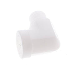 Racor acodado 90deg G3/8'' Macho x Hembra Polipropileno (pp) 10bar (140.5psi) FDA