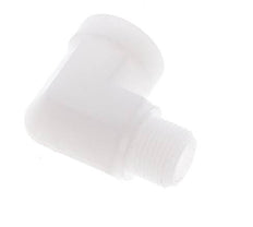 Racor acodado 90deg G3/8'' Macho x Hembra Polipropileno (pp) 10bar (140.5psi) FDA