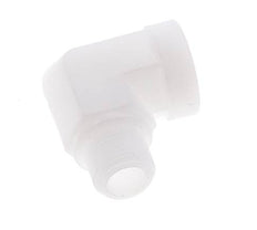 Racor acodado 90deg G3/8'' Macho x Hembra Polipropileno (pp) 10bar (140.5psi) FDA