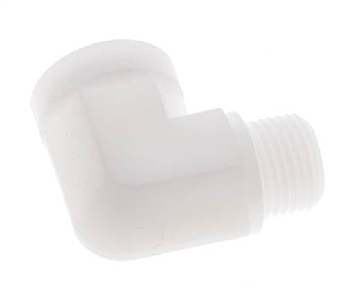 Racor acodado 90deg G1/2'' Macho x Hembra Polipropileno (pp) 10bar (140.5psi) FDA