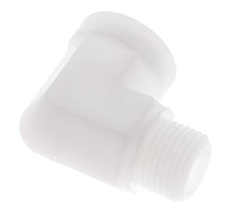 Racor acodado 90deg G1/2'' Macho x Hembra Polipropileno (pp) 10bar (140.5psi) FDA