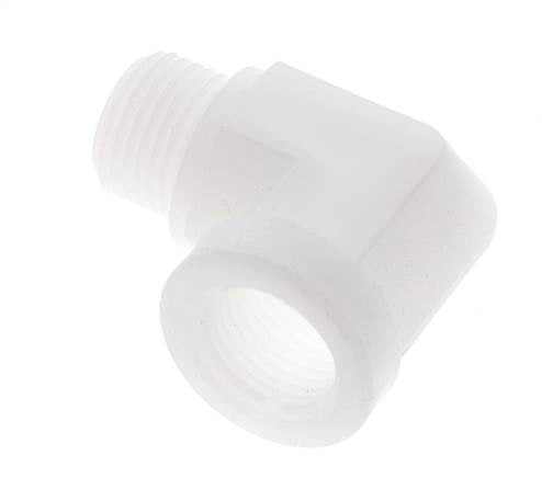Racor acodado 90deg G1/2'' Macho x Hembra Polipropileno (pp) 10bar (140.5psi) FDA