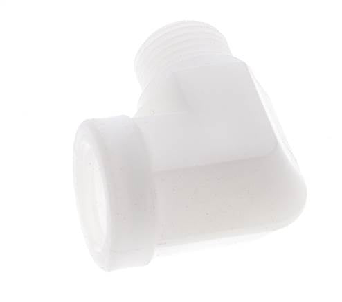 Racor acodado 90deg G1/2'' Macho x Hembra Polipropileno (pp) 10bar (140.5psi) FDA