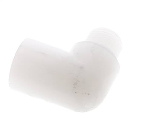 Racor acodado 90deg G3/8'' Macho x Hembra PVDF 10bar (140.5psi) FDA