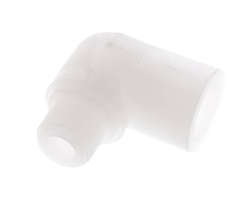 Racor acodado 90deg G3/8'' Macho x Hembra PVDF 10bar (140.5psi) FDA