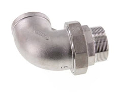Conector de unión en ángulo de 90 grados 2'' macho R x hembra Rp Acero inoxidable Junta plana PTFE 16bar (224.8psi)