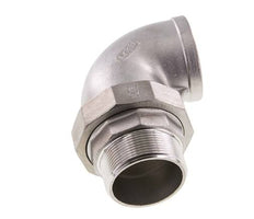 Conector de unión en ángulo de 90 grados 2'' macho R x hembra Rp Acero inoxidable Junta plana PTFE 16bar (224.8psi)