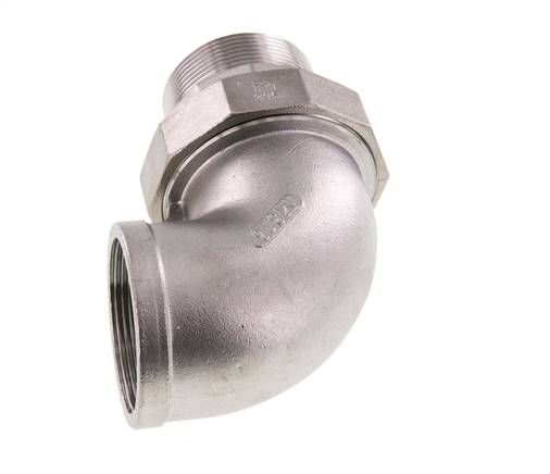 Conector de unión en ángulo de 90 grados 2'' macho R x hembra Rp Acero inoxidable Junta plana PTFE 16bar (224.8psi)