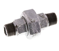 R 1/2'' Hierro fundido zincado Espiga doble de 3 piezas con cierre cónico 25 Bar