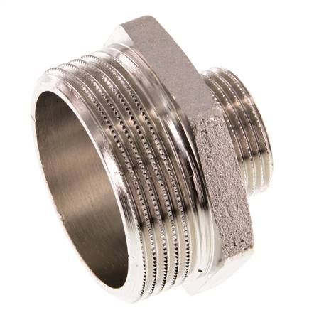 G 1 1/2'' x G 3/4'' Espiga doble de latón niquelado 16 Bar