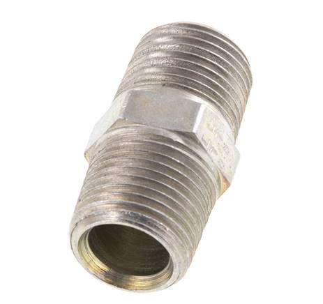 1/2'' NPT Zincado Acero Espiga Doble 210 Bar - Hidráulico