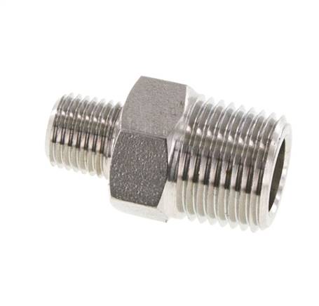 1/4'' NPT x 1/2'' NPT Acero inoxidable Racor doble 210 Bar - Hidráulico