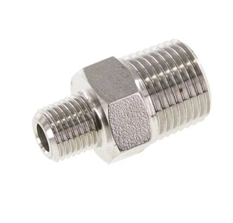 1/4'' NPT x 1/2'' NPT Acero inoxidable Racor doble 210 Bar - Hidráulico