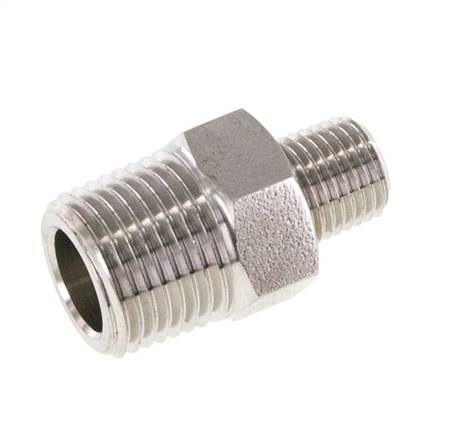 1/4'' NPT x 1/2'' NPT Acero inoxidable Racor doble 210 Bar - Hidráulico