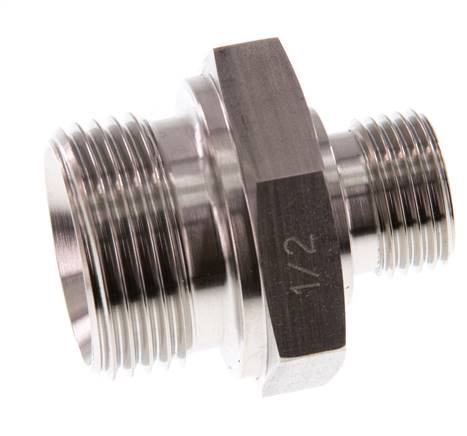 G 1'' x G 1/2'' Barra de acero inoxidable de doble espiga 345 - Hidráulica