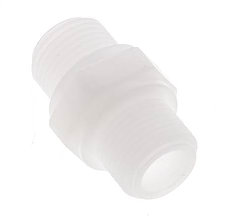 Espiga doble G3/8'' Polipropileno (pp) 10bar (140.5psi) FDA 22mm Hex.