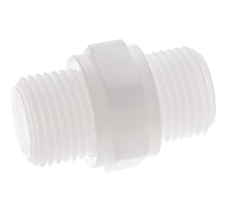 Espiga doble G1/2'' Polipropileno (pp) 10bar (140.5psi) FDA 27mm Hex.