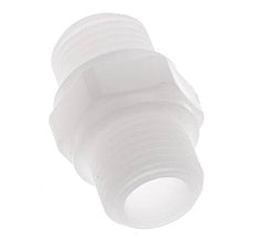 Espiga doble G1/2'' Polipropileno (pp) 10bar (140.5psi) FDA 27mm Hex.