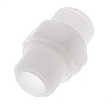 Espiga doble G1/2'' Polipropileno (pp) 10bar (140.5psi) FDA 27mm Hex.