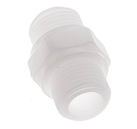 Espiga doble G1/2'' Polipropileno (pp) 10bar (140.5psi) FDA 27mm Hex.