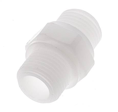 Espiga doble G1/2'' Polipropileno (pp) 10bar (140.5psi) FDA 27mm Hex.
