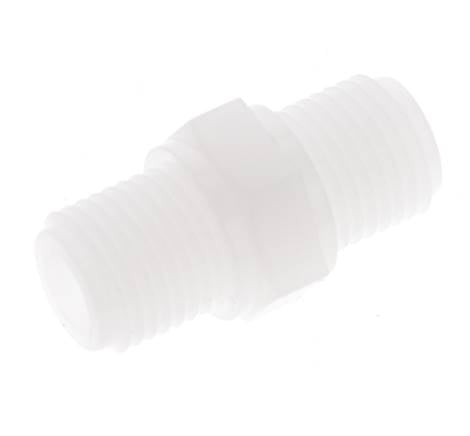 Espiga doble G1/4'' PVDF 10bar (140,5psi) FDA 17mm Hex.