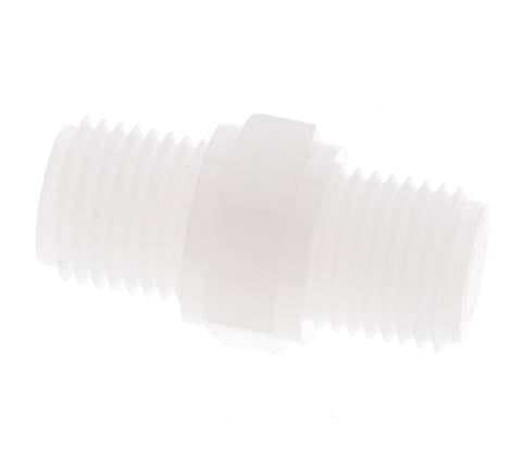 Espiga doble G1/4'' PVDF 10bar (140,5psi) FDA 17mm Hex.