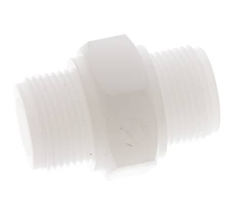 Espiga doble G3/4'' PVDF 10bar (140.5psi) FDA 36mm Hex.