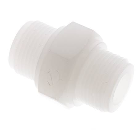 Espiga doble G3/4'' PVDF 10bar (140.5psi) FDA 36mm Hex.