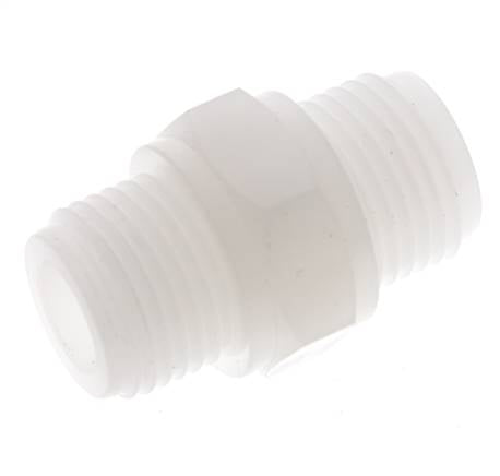 Espiga doble G1/2'' PVDF 10bar (140,5psi) FDA 27mm Hex.