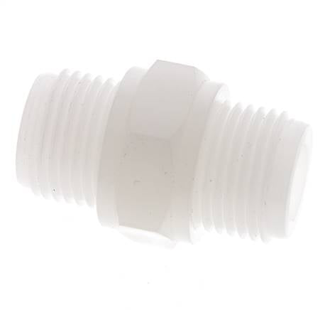 Espiga doble G1/2'' PVDF 10bar (140,5psi) FDA 27mm Hex.