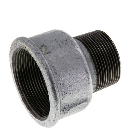 R 1 1/2'' x Rp 2'' M/F Adaptador Reductor de hierro fundido galvanizado 25 Bar