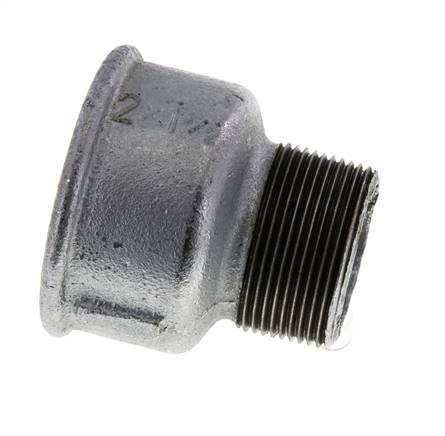 R 1 1/2'' x Rp 2'' M/F Adaptador Reductor de hierro fundido galvanizado 25 Bar