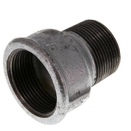 R 1 1/4'' x Rp 1 1/2'' M/F Adaptador Reductor de hierro fundido zincado 25 Bar