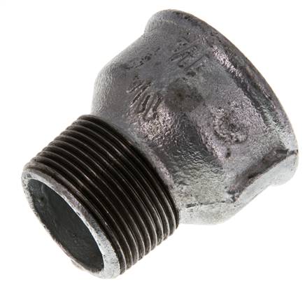 R 1 1/4'' x Rp 1 1/2'' M/F Adaptador Reductor de hierro fundido zincado 25 Bar