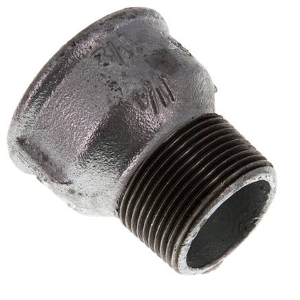 R 1 1/4'' x Rp 1 1/2'' M/F Adaptador Reductor de hierro fundido zincado 25 Bar