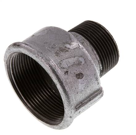 R 1 1/4'' x Rp 2'' M/F Adaptador Reductor de hierro fundido zincado 25 Bar