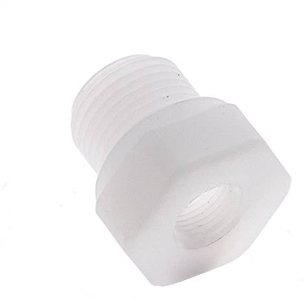 Anillo reductor G1/8'' hembra x G3/8'' Macho Polipropileno (pp) 10bar (140,5psi) FDA 22mm Hex.