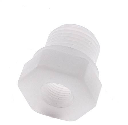 Anillo reductor G1/8'' hembra x G3/8'' Macho Polipropileno (pp) 10bar (140,5psi) FDA 22mm Hex.